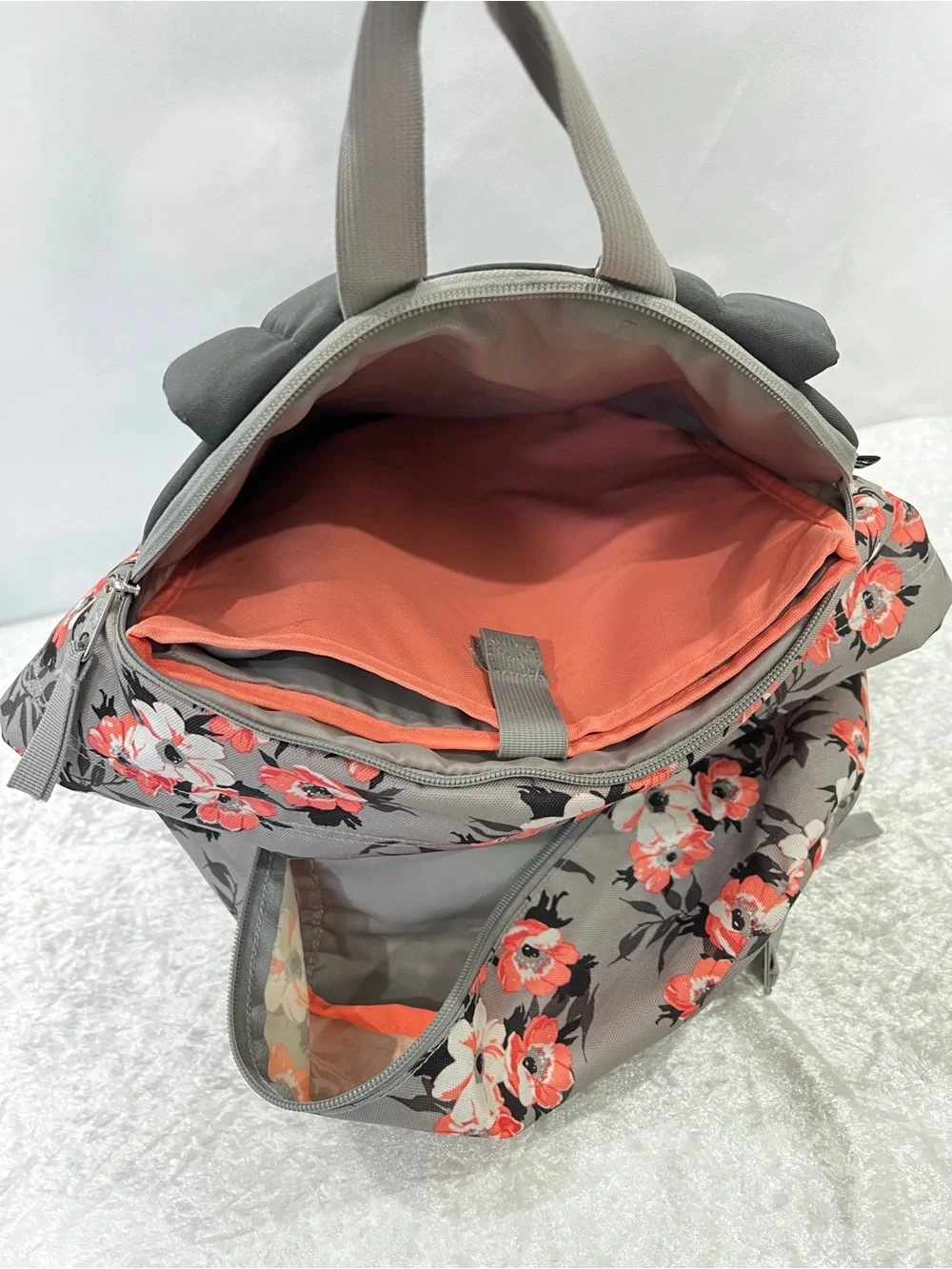 JanSport Large Student Backpack Gray Coral Floral Fit 15